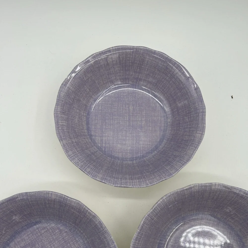 Target Home Melamine Bowls Purple White Plaid~Beige Bottom~ Set Of‎ 5~EUC